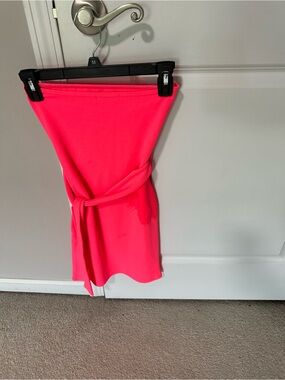 PrettyLittleThing Neon Pink Strapless Mini Dress